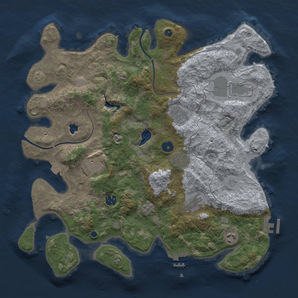 Rust Map: Procedural Map, Size: 4000, Seed: 2049554244, 14 Monuments