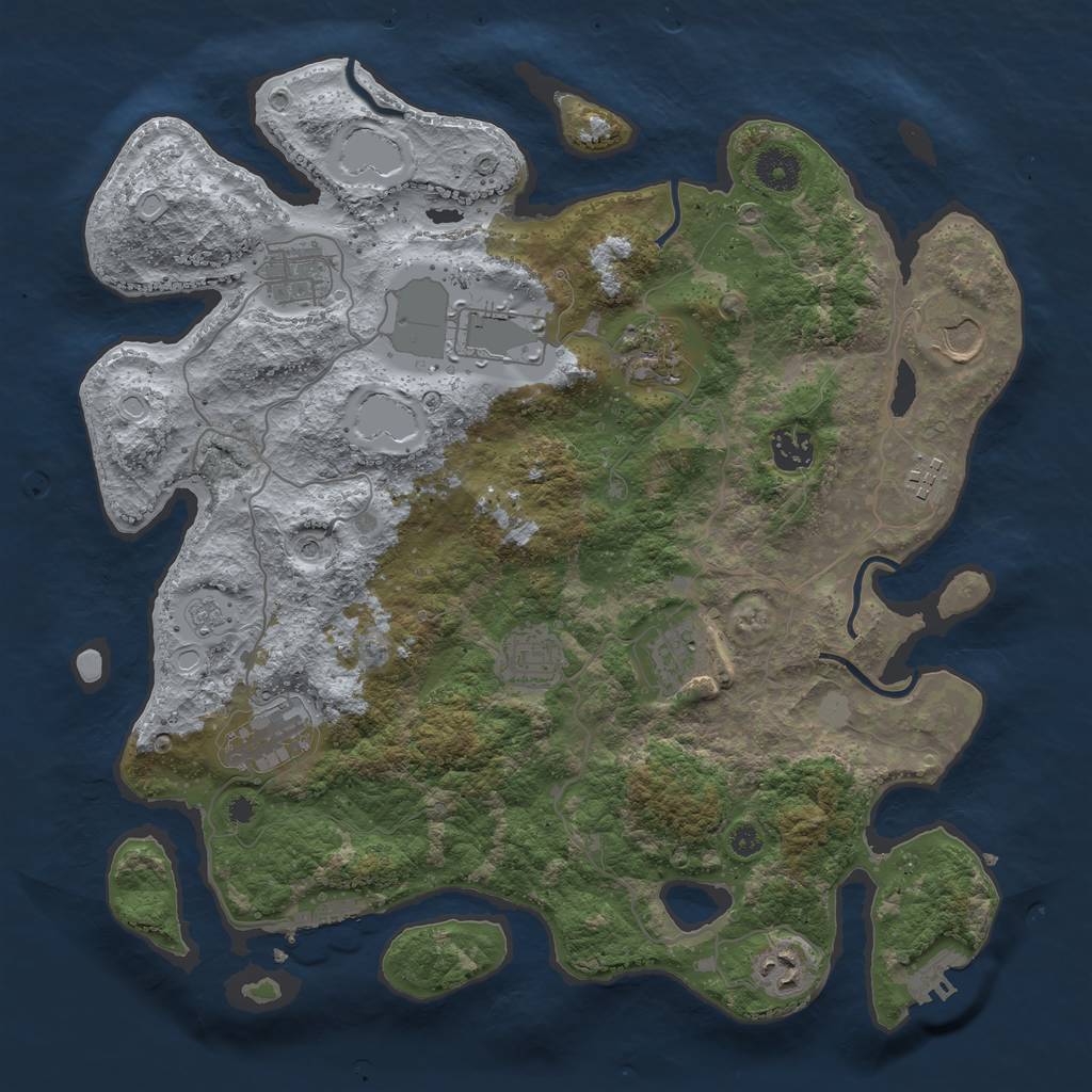 Rust Map: Procedural Map, Size: 3750, Seed: 942886729, 19 Monuments