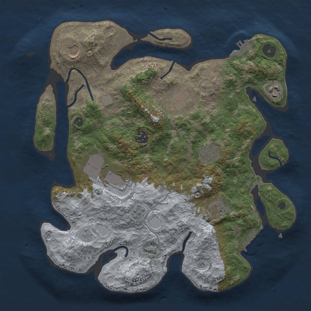 Rust Map: Procedural Map, Size: 3500, Seed: 494310, 17 Monuments