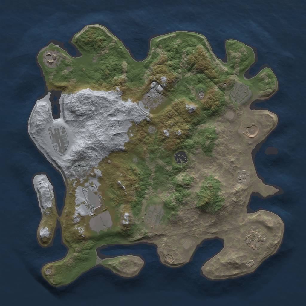 Rust Map: Barren, Size: 3500, Seed: 311704315, 13 Monuments