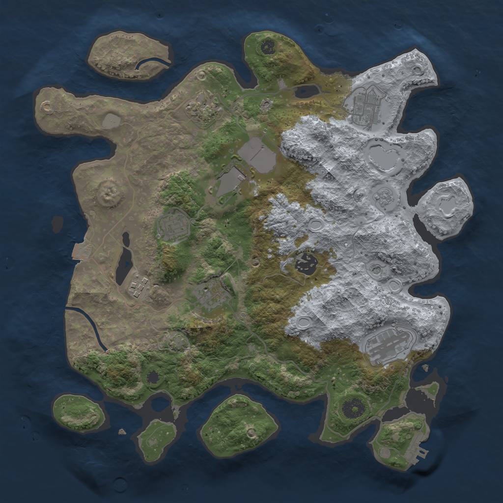 Rust Map: Procedural Map, Size: 3500, Seed: 2500, 15 Monuments