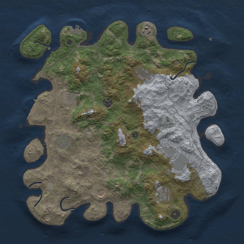 Rust Map: Procedural Map, Size: 4000, Seed: 2055853941, 16 Monuments