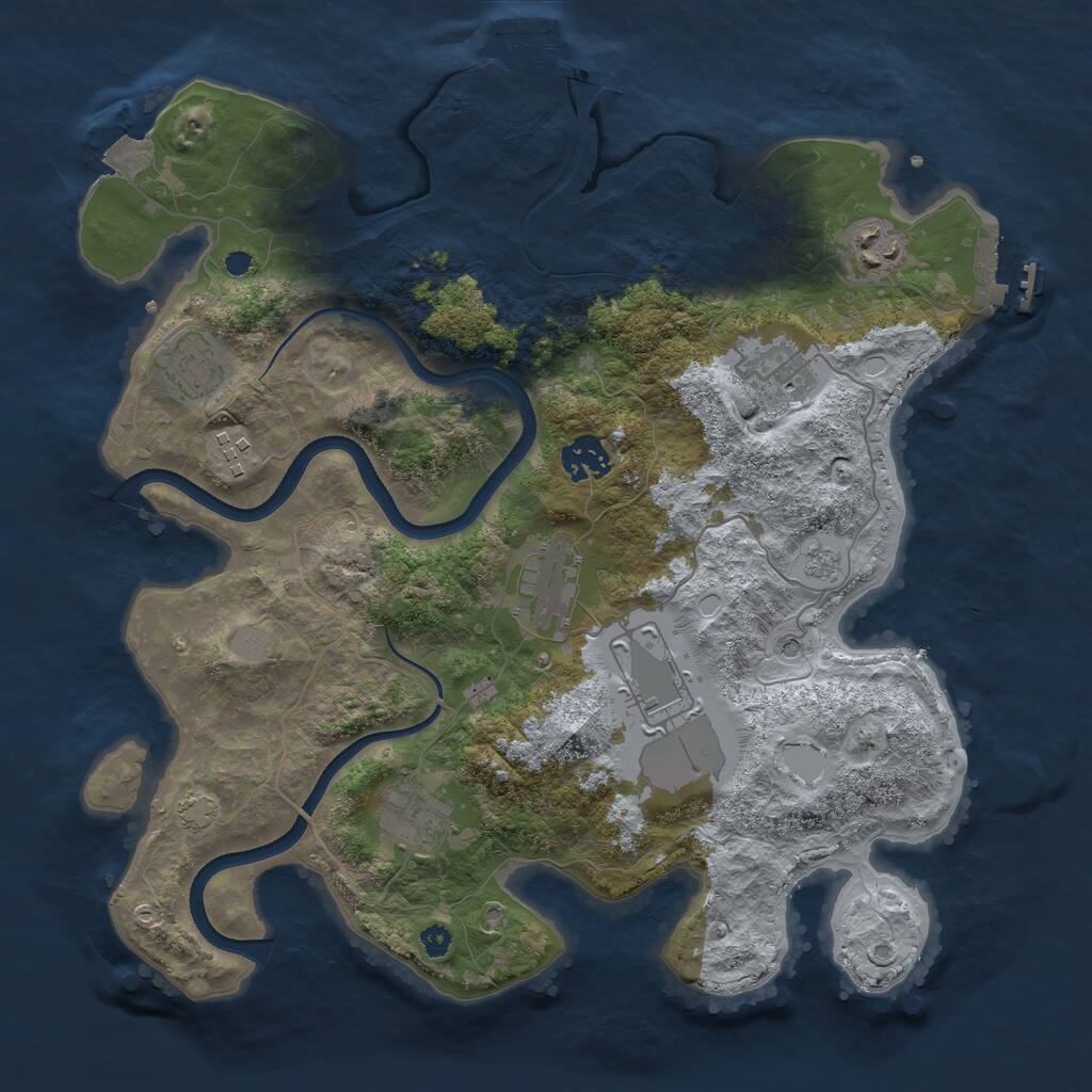 Rust Map: Procedural Map, Size: 3500, Seed: 1644084327, 14 Monuments
