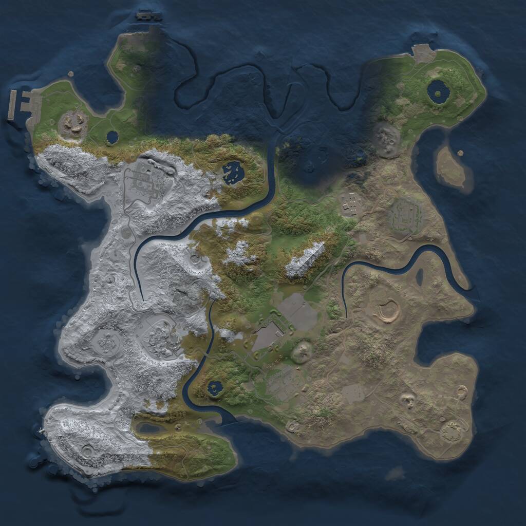 Rust Map: Procedural Map, Size: 3500, Seed: 462925490, 16 Monuments