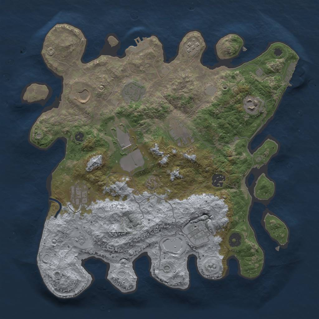Rust Map: Procedural Map, Size: 3500, Seed: 1252532239, 16 Monuments