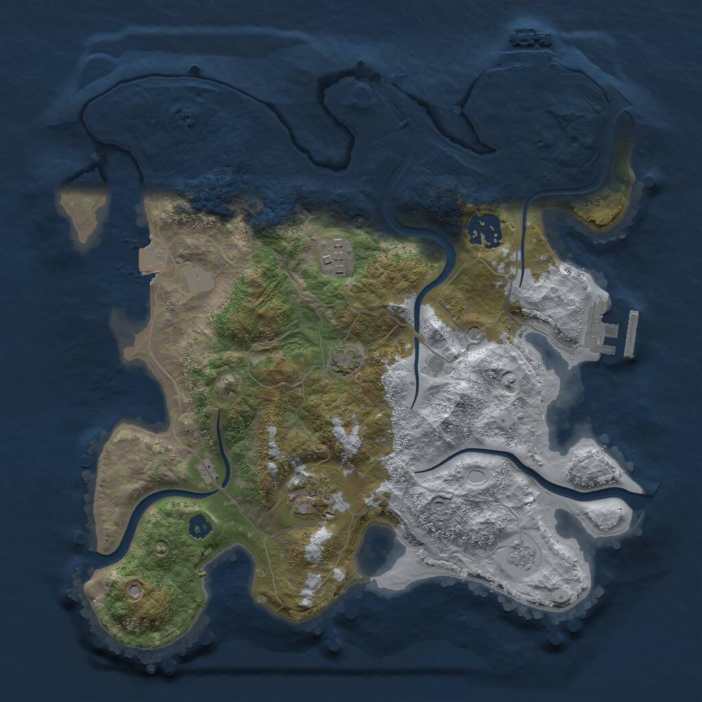 Rust Map: Procedural Map, Size: 3000, Seed: 9686686, 9 Monuments