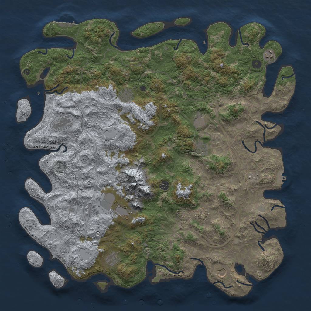 Rust Map: Procedural Map, Size: 5000, Seed: 698488715, 20 Monuments