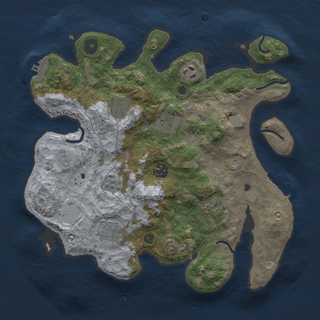 Rust Map: Procedural Map, Size: 3200, Seed: 1354133543, 16 Monuments