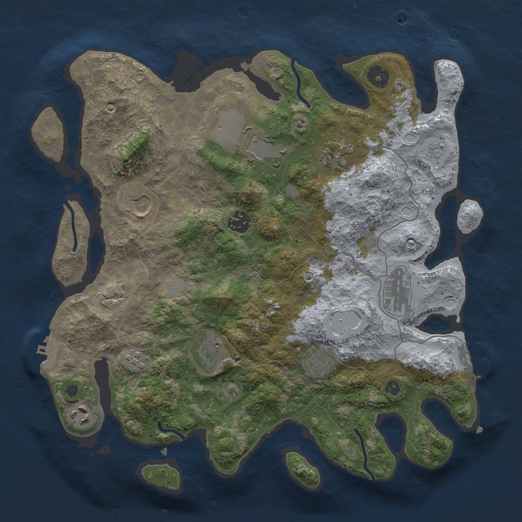 Rust Map: Procedural Map, Size: 3600, Seed: 19892408, 18 Monuments