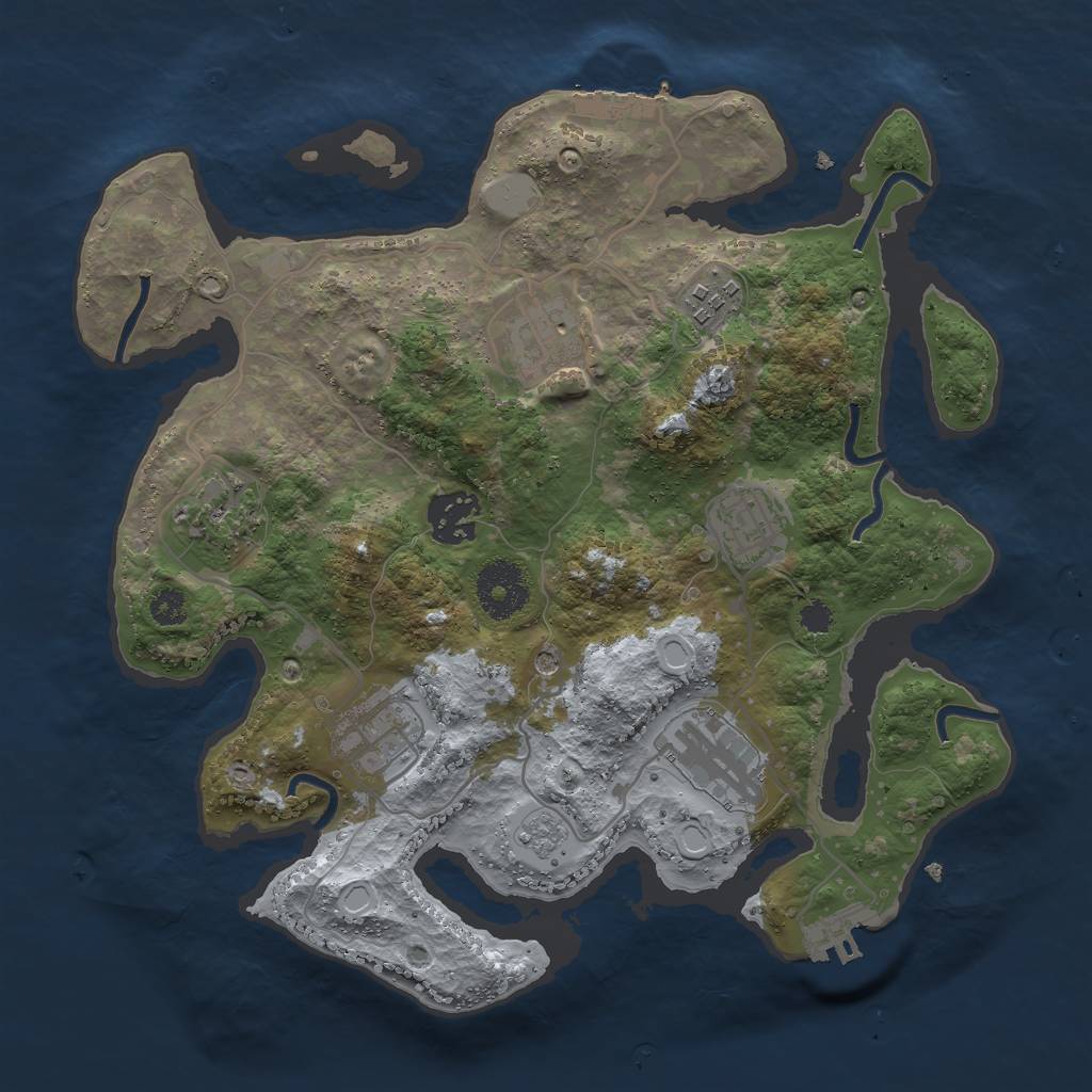 Rust Map: Procedural Map, Size: 3000, Seed: 1541147386, 16 Monuments