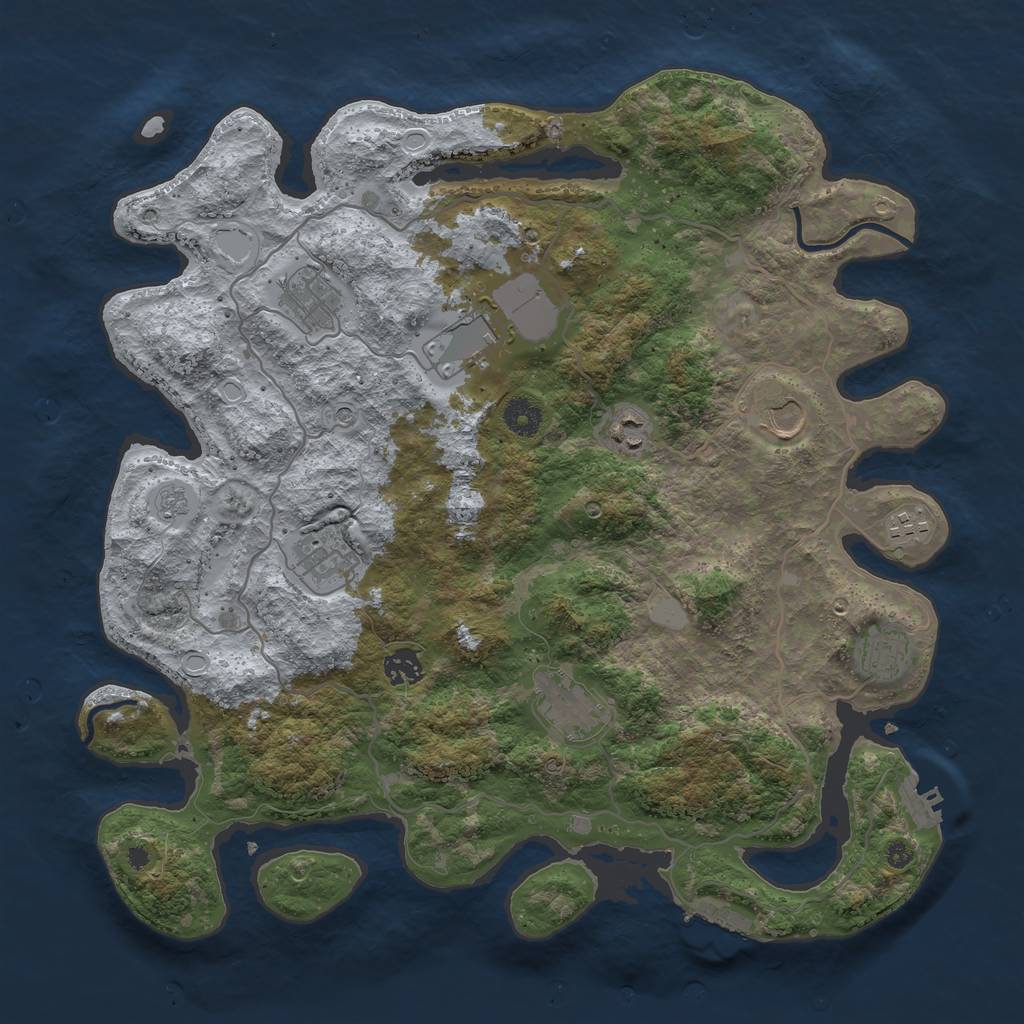 Rust Map: Procedural Map, Size: 4000, Seed: 95863, 16 Monuments