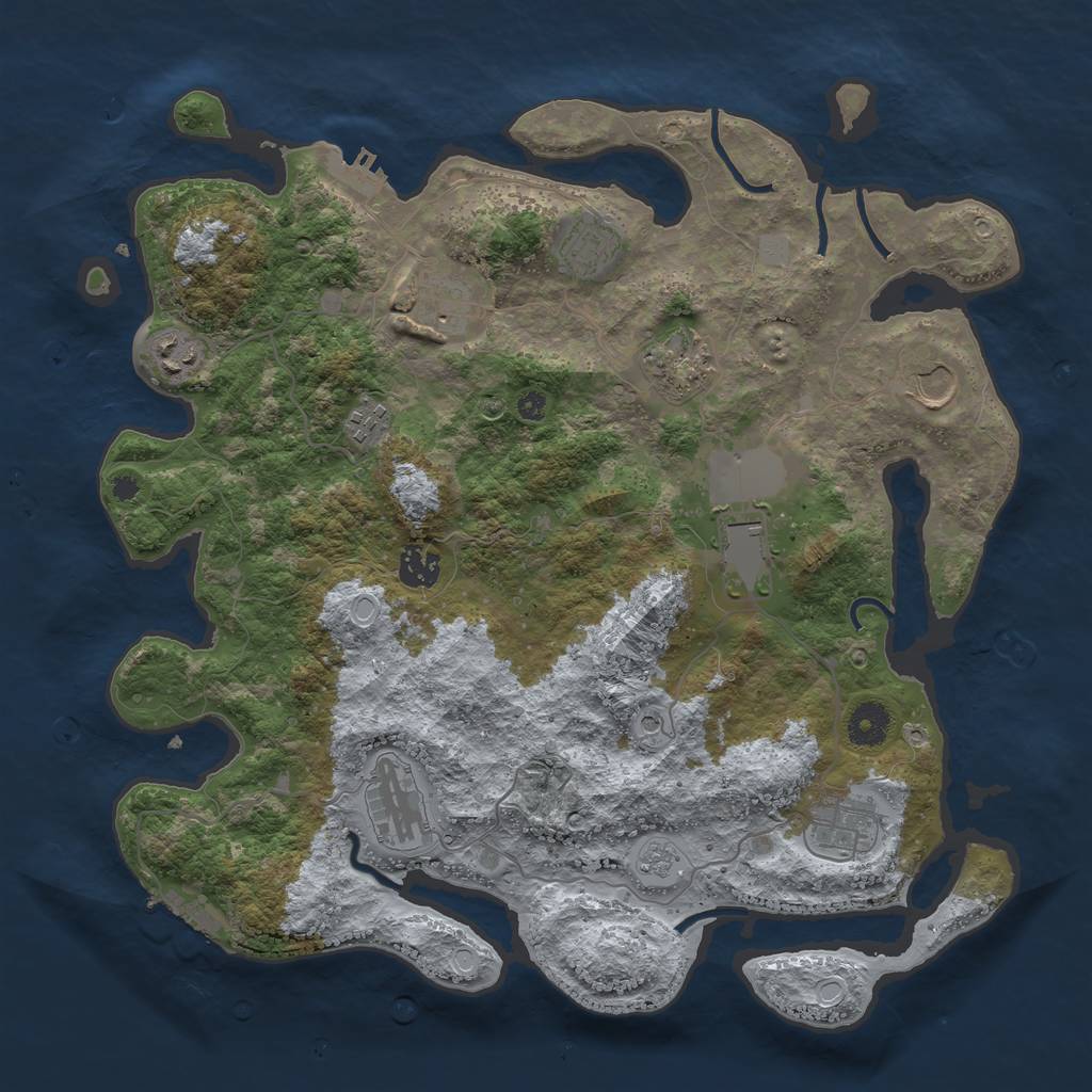Rust Map: Procedural Map, Size: 3800, Seed: 2823138, 19 Monuments