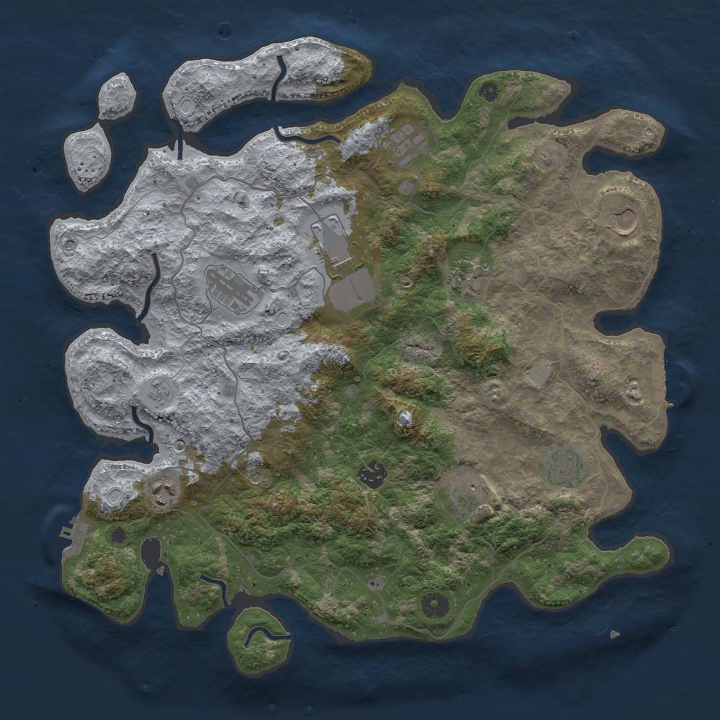 Rust Map: Procedural Map, Size: 4000, Seed: 1131544213, 16 Monuments