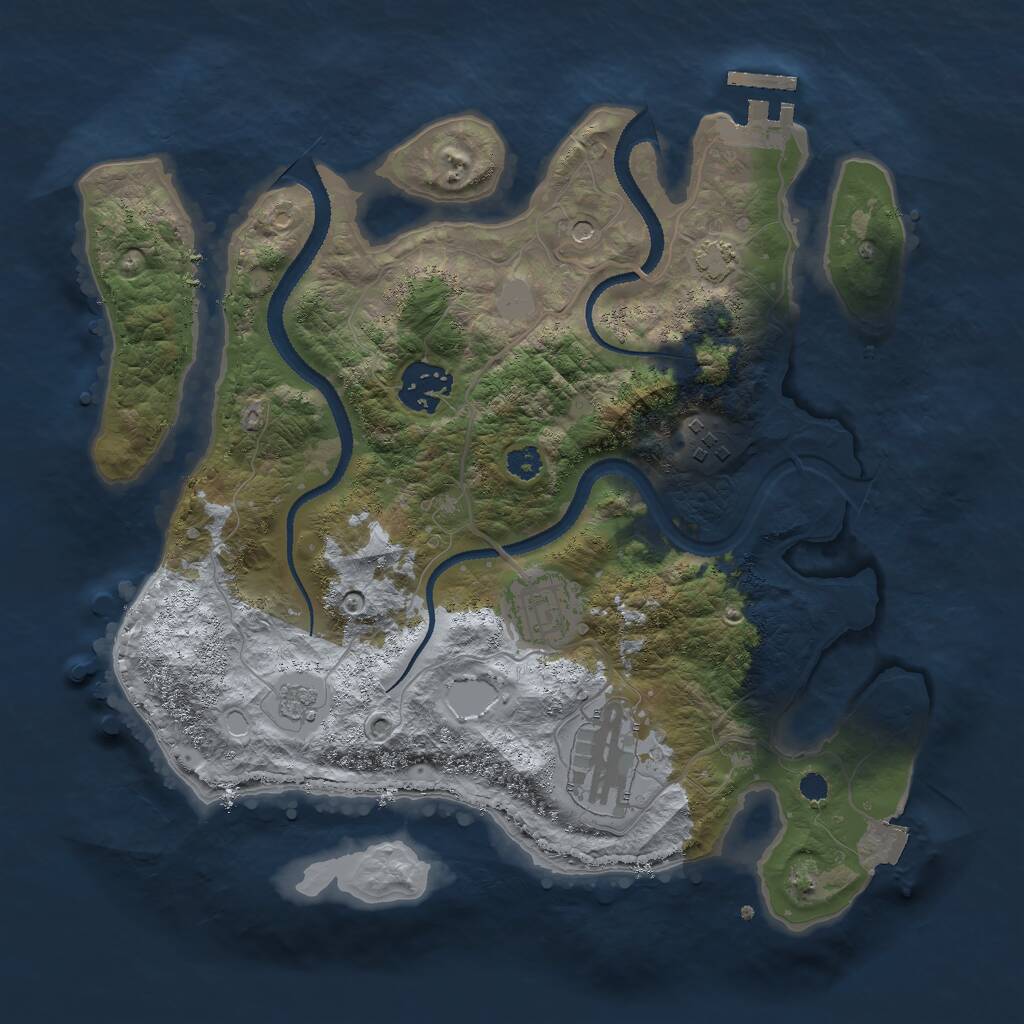 Rust Map: Procedural Map, Size: 3000, Seed: 341971291, 9 Monuments