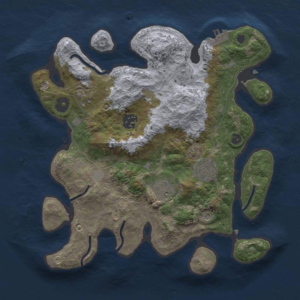 Rust Map: Procedural Map, Size: 3000, Seed: 12852, 12 Monuments