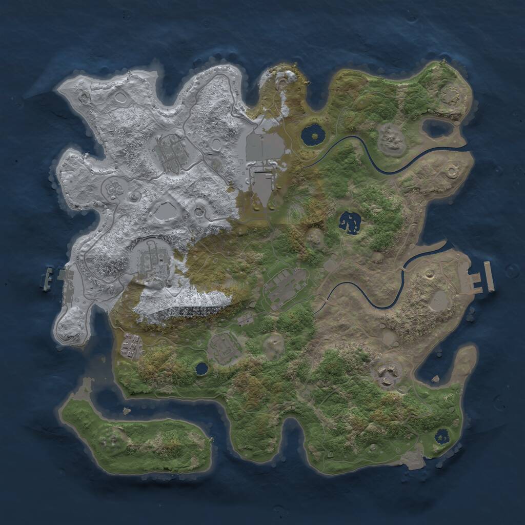 Rust Map: Procedural Map, Size: 3500, Seed: 717257, 14 Monuments