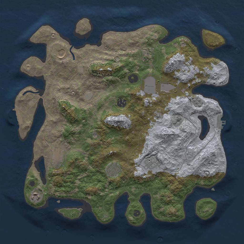 Rust Map: Procedural Map, Size: 3800, Seed: 337465, 18 Monuments
