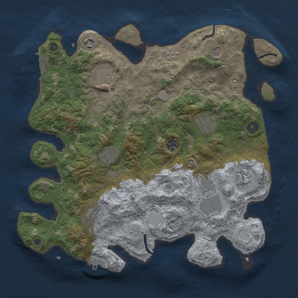 Rust Map: Procedural Map, Size: 3700, Seed: 622311, 19 Monuments