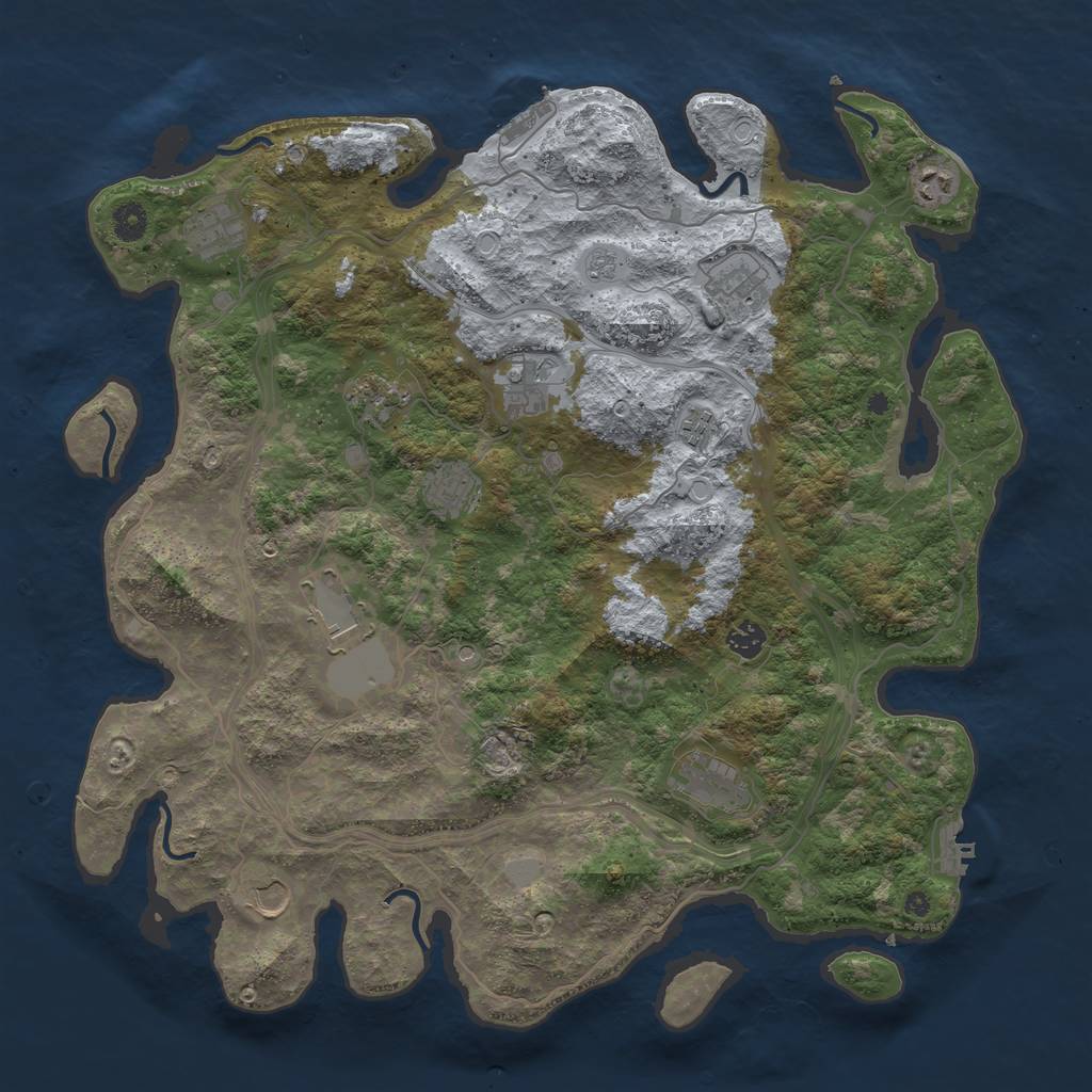 Rust Map: Procedural Map, Size: 4400, Seed: 33658416, 20 Monuments