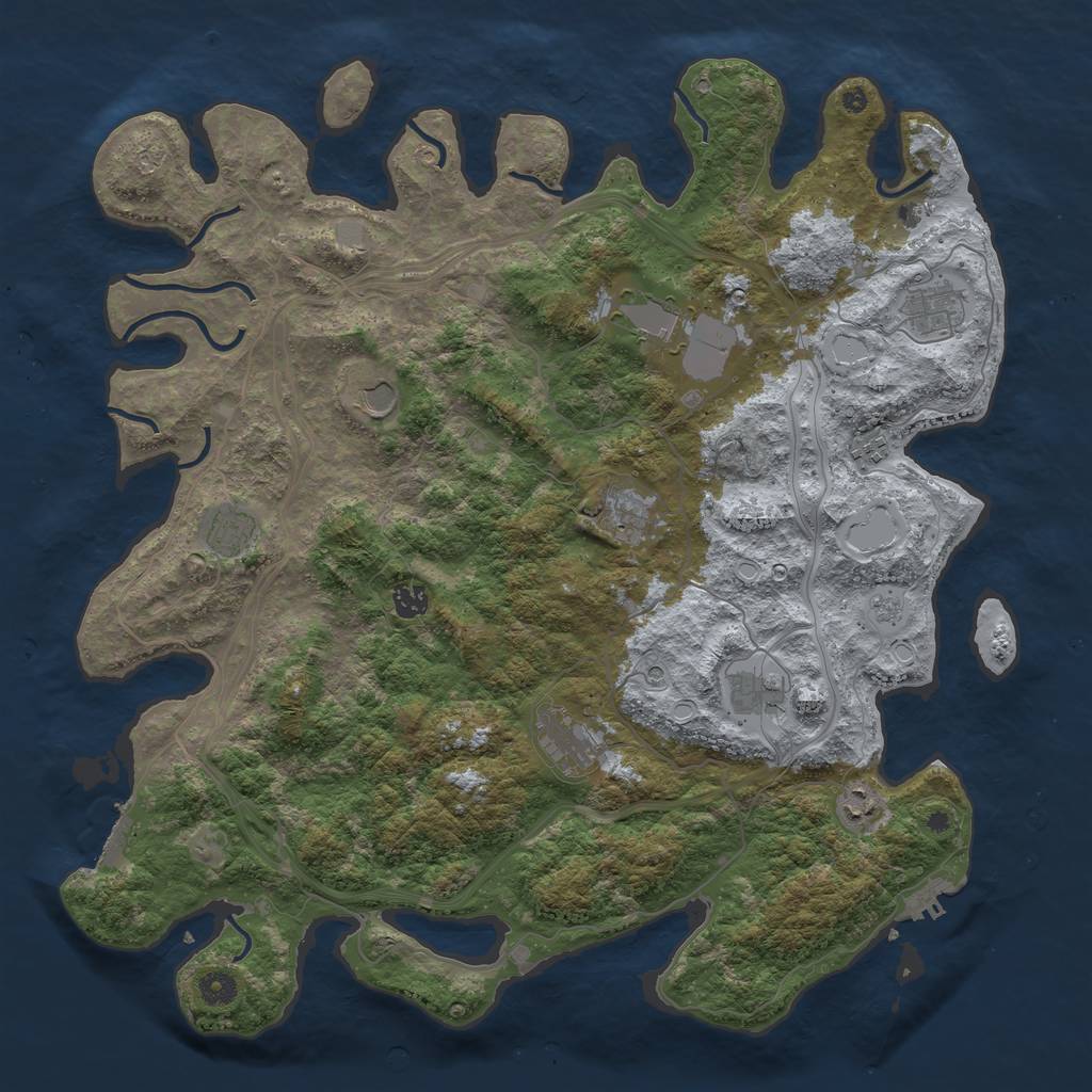 Rust Map: Procedural Map, Size: 4500, Seed: 324564356, 19 Monuments