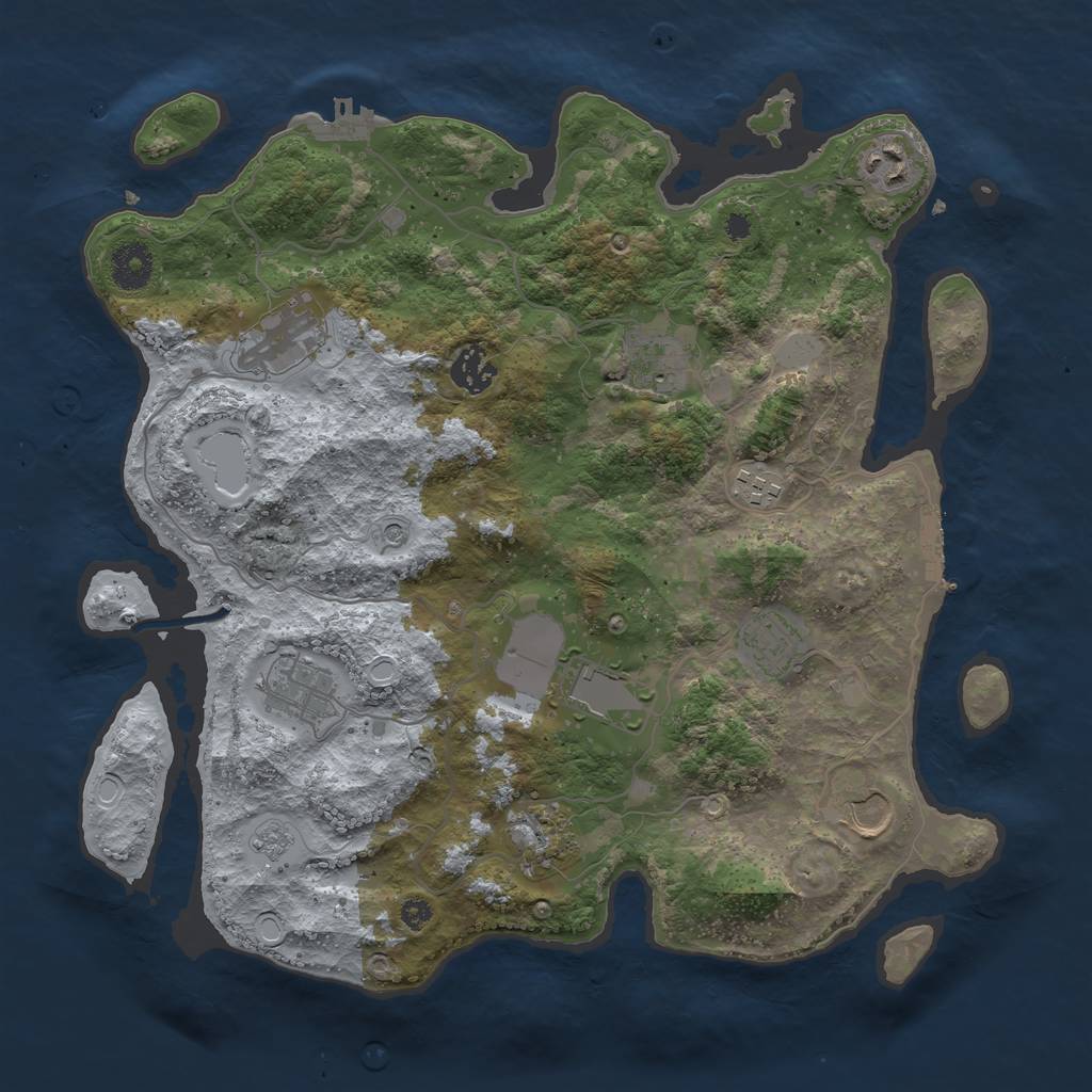 Rust Map: Procedural Map, Size: 3600, Seed: 71933928, 19 Monuments
