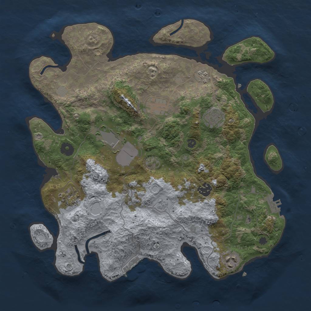 Rust Map: Procedural Map, Size: 3500, Seed: 29213072, 16 Monuments