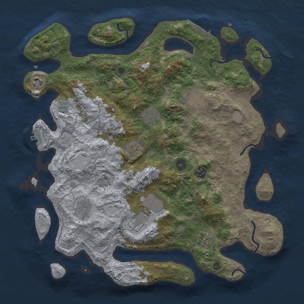 Rust Map: Procedural Map, Size: 4000, Seed: 2049554523, 18 Monuments