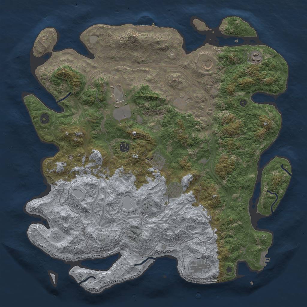 Rust Map: Procedural Map, Size: 4500, Seed: 42341, 18 Monuments