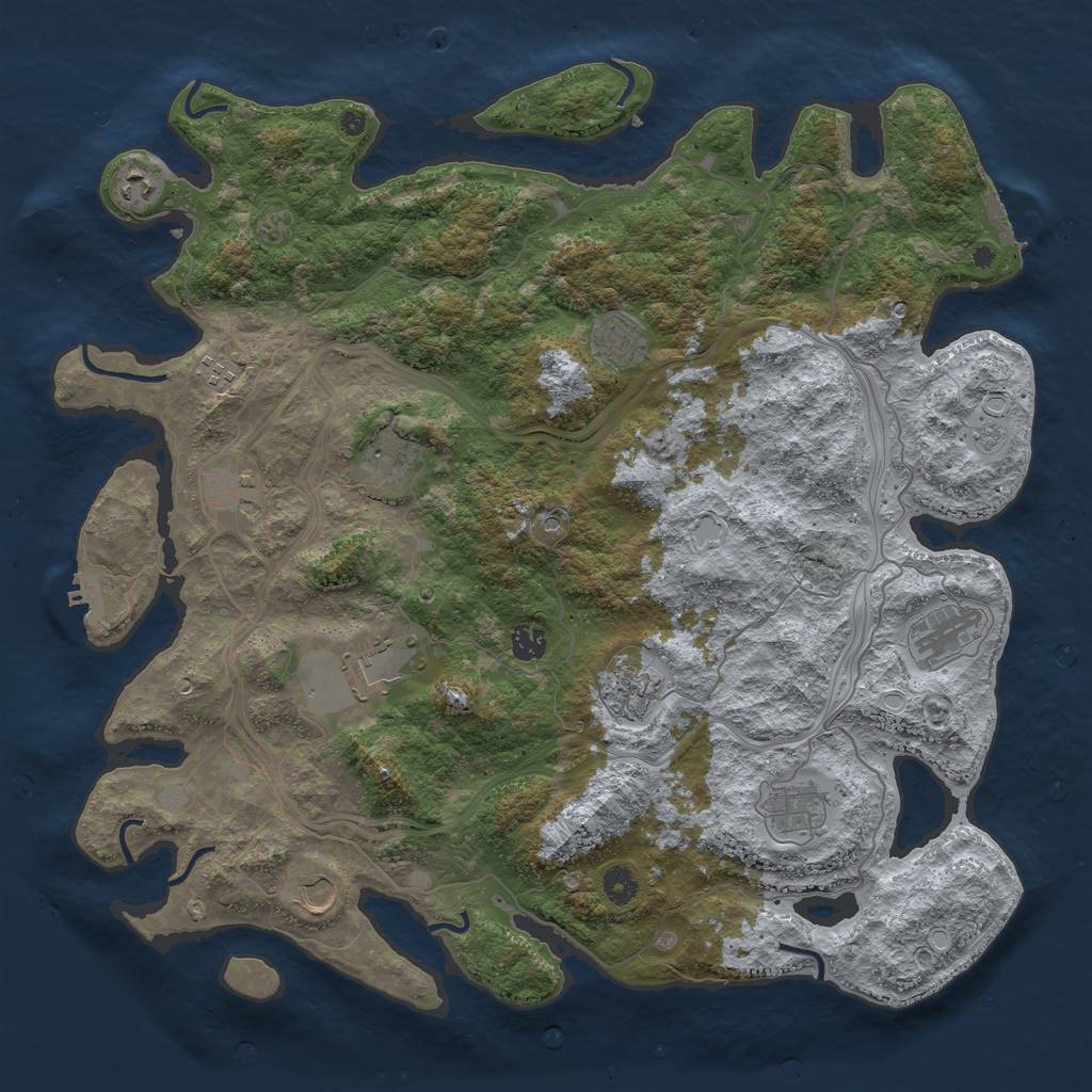 Rust Map: Procedural Map, Size: 4500, Seed: 1614833943, 18 Monuments