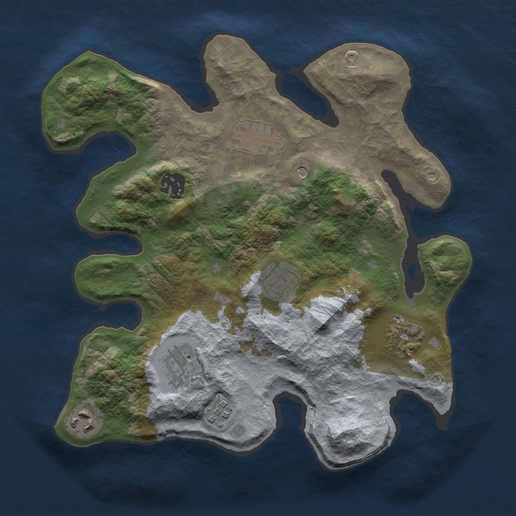Rust Map: Barren, Size: 3000, Seed: 1511964593, 10 Monuments