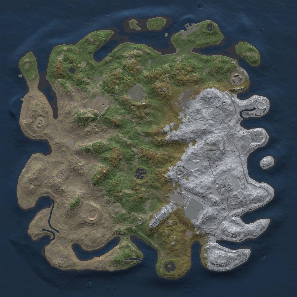Rust Map: Procedural Map, Size: 4000, Seed: 1040471010, 18 Monuments