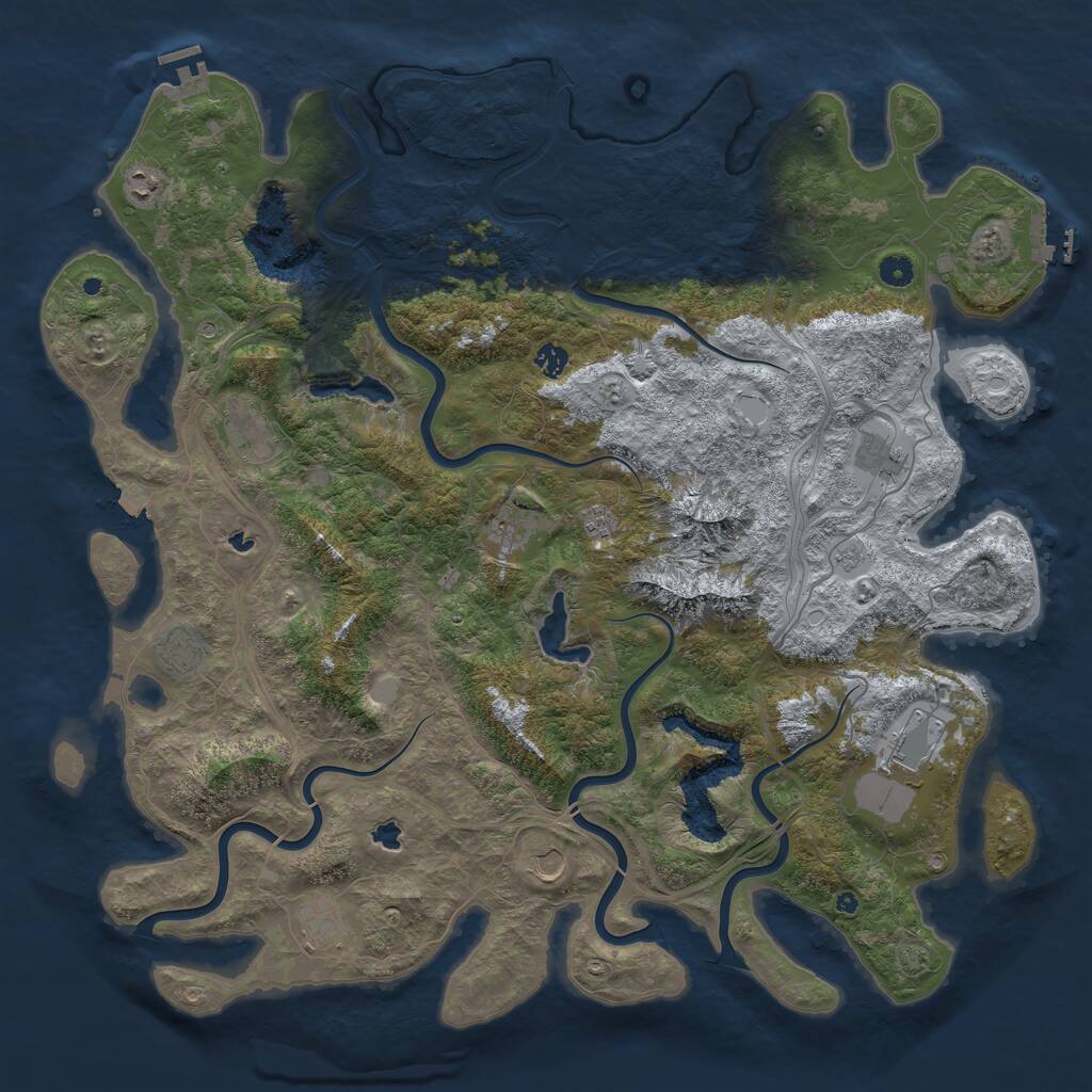 Rust Map: Procedural Map, Size: 5000, Seed: 54363, 16 Monuments