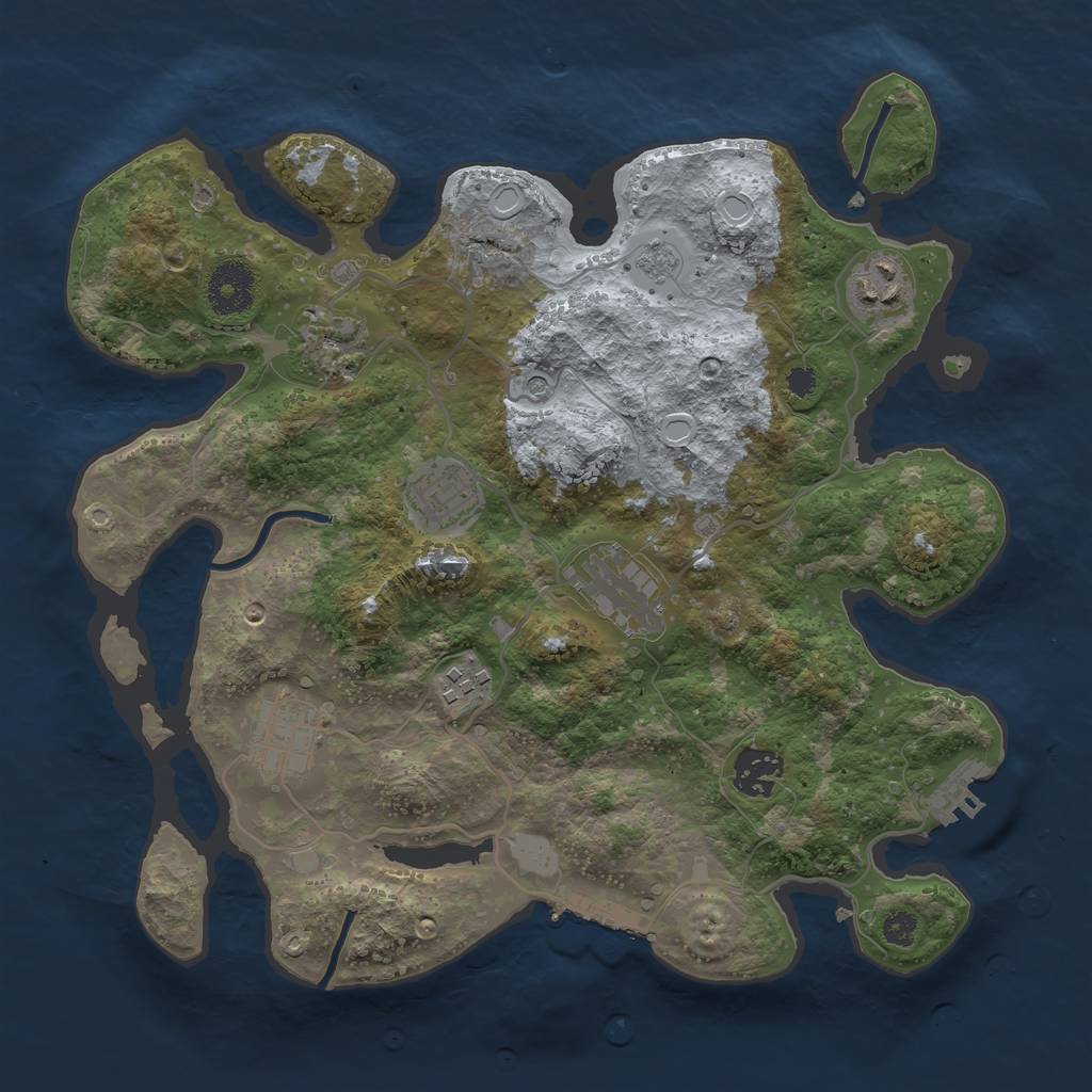 Rust Map: Procedural Map, Size: 3250, Seed: 2137282064, 16 Monuments