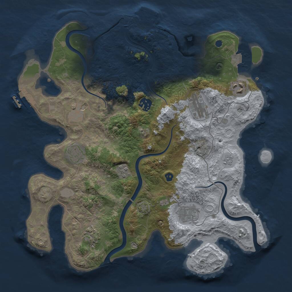 Rust Map: Procedural Map, Size: 3450, Seed: 32116284, 14 Monuments