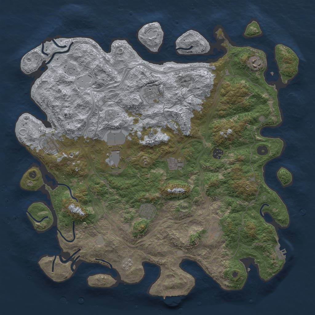 Rust Map: Procedural Map, Size: 4500, Seed: 275318866, 18 Monuments