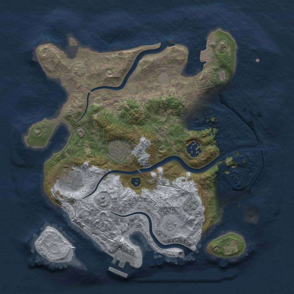 Rust Map: Procedural Map, Size: 3000, Seed: 13978, 8 Monuments