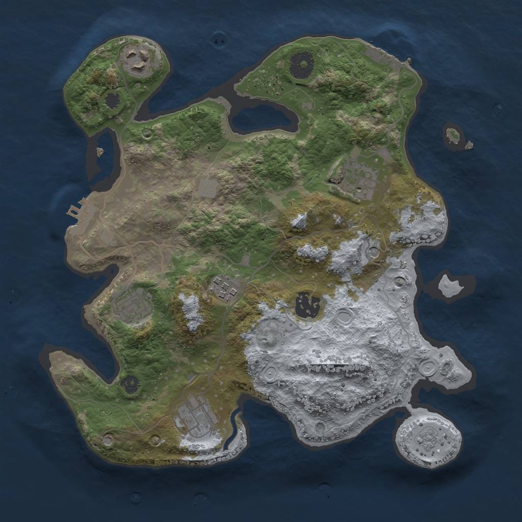 Rust Map: Procedural Map, Size: 3000, Seed: 560369, 13 Monuments