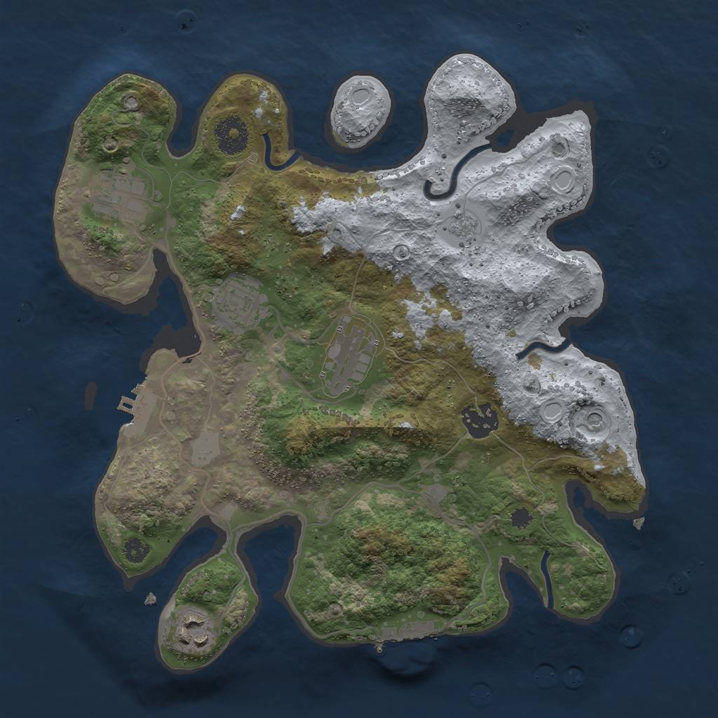 Rust Map: Procedural Map, Size: 3000, Seed: 7981653, 14 Monuments