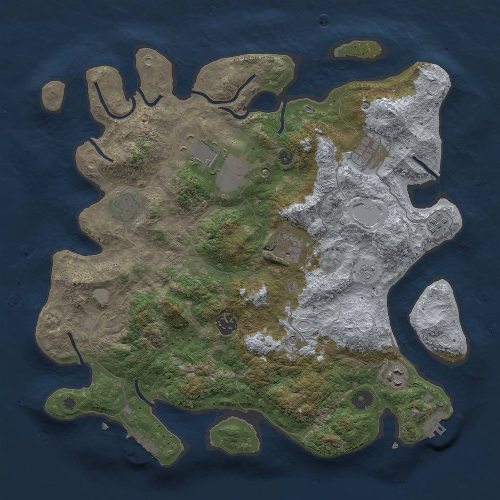 Rust Map: Procedural Map, Size: 3700, Seed: 747570, 16 Monuments