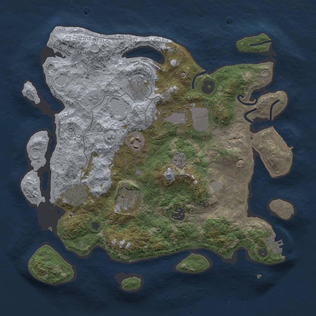 Rust Map: Procedural Map, Size: 3500, Seed: 20230124, 16 Monuments