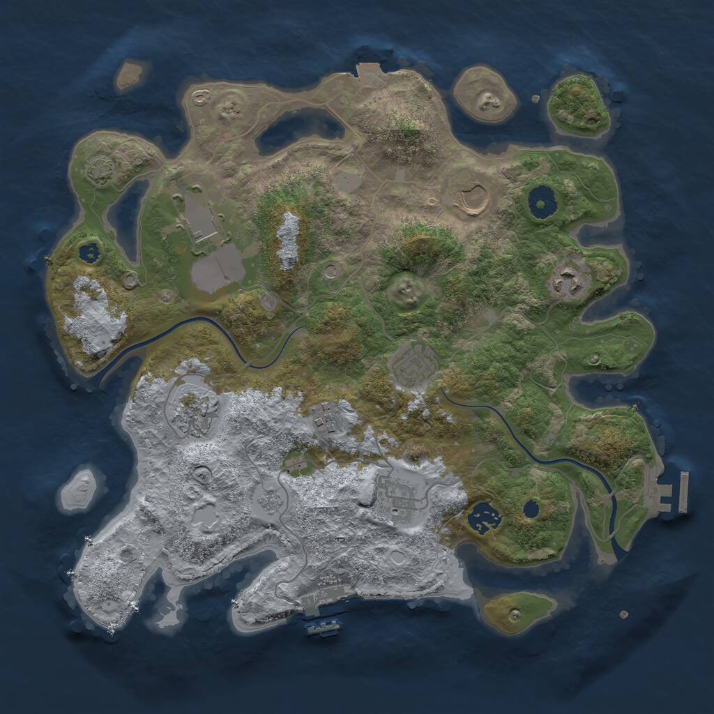 Rust Map: Procedural Map, Size: 3500, Seed: 5620, 14 Monuments