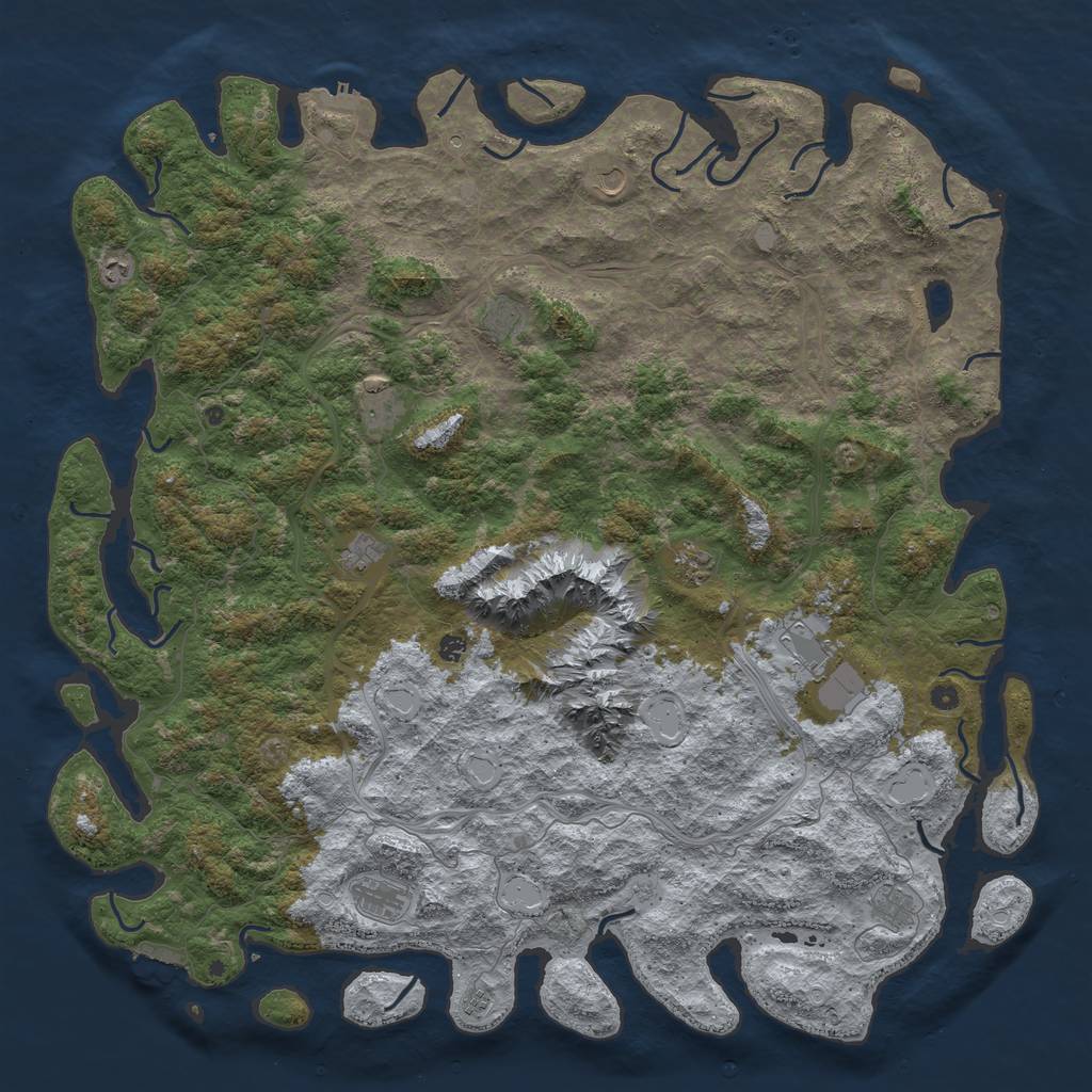 Rust Map: Procedural Map, Size: 6000, Seed: 752185532, 20 Monuments