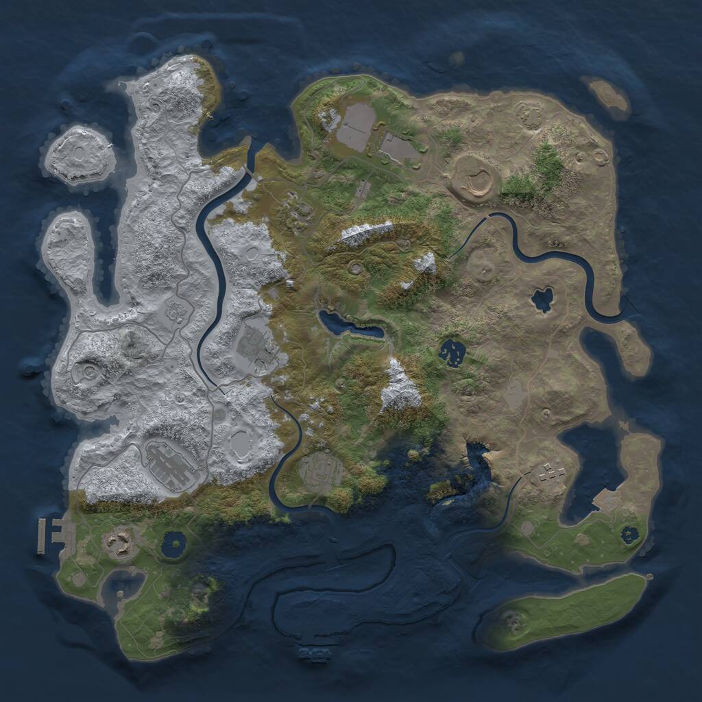 Rust Map: Procedural Map, Size: 4000, Seed: 1242023, 15 Monuments