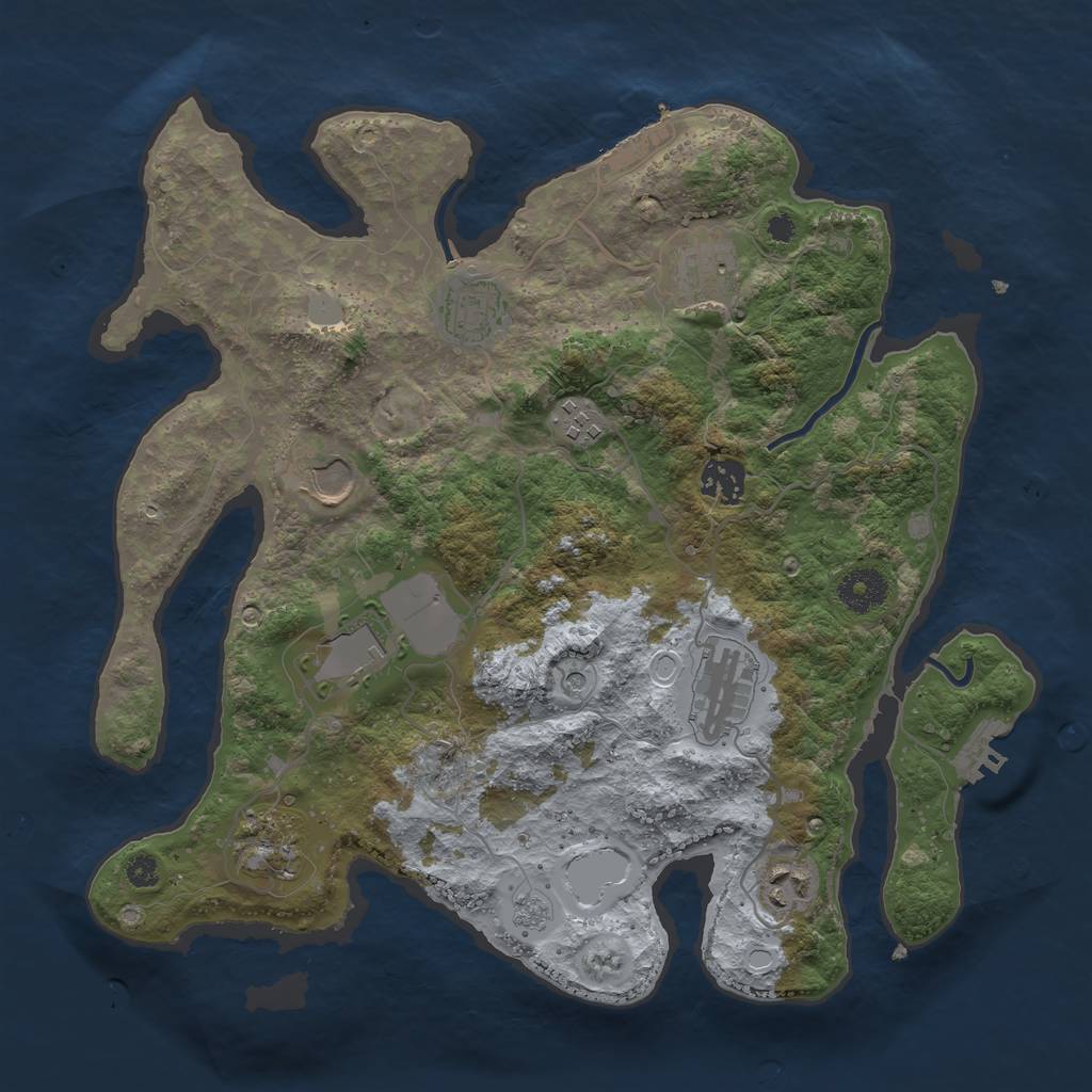 Rust Map: Procedural Map, Size: 3500, Seed: 18010, 18 Monuments