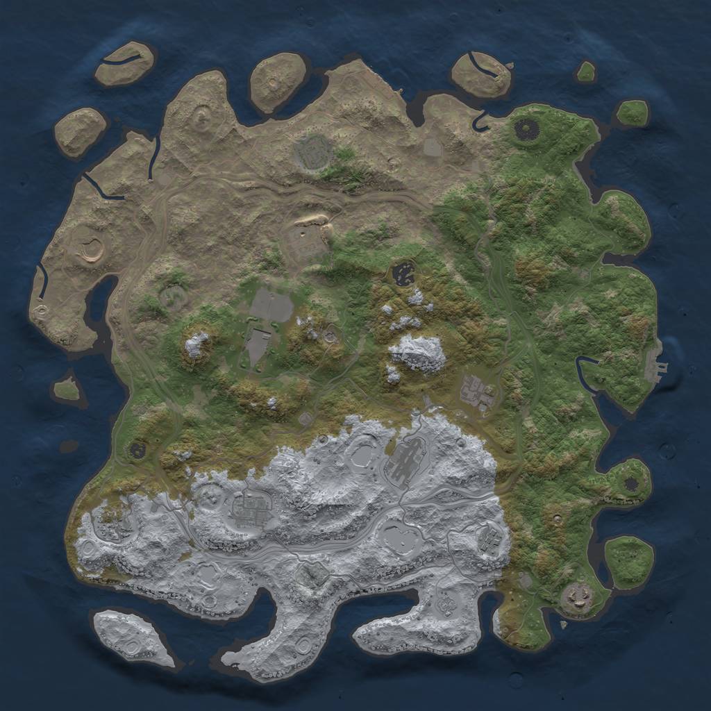 Rust Map: Procedural Map, Size: 4500, Seed: 588275523, 20 Monuments