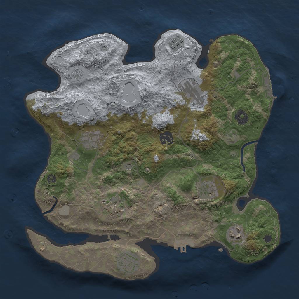 Rust Map: Procedural Map, Size: 3200, Seed: 3645239, 17 Monuments