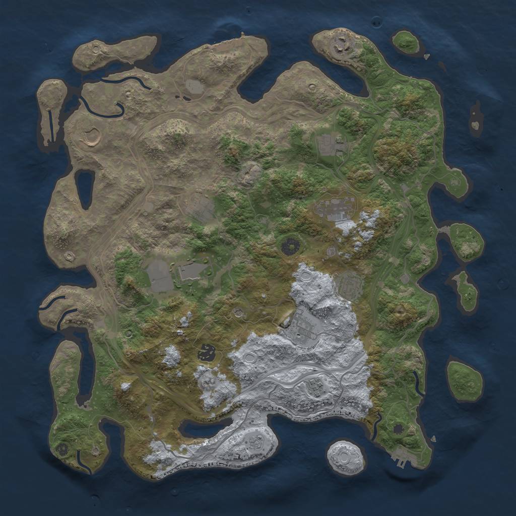 Rust Map: Procedural Map, Size: 4250, Seed: 60106433, 17 Monuments