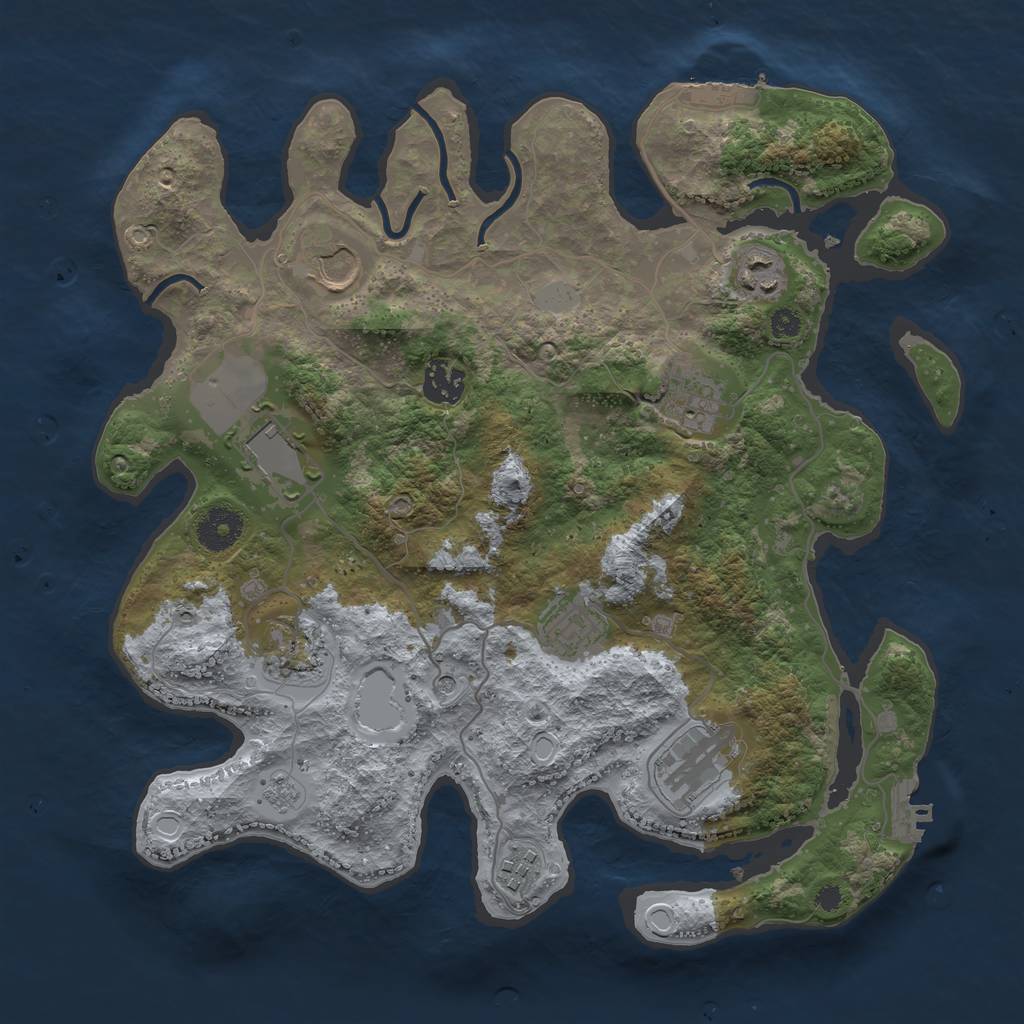 Rust Map: Procedural Map, Size: 3500, Seed: 68885117, 18 Monuments