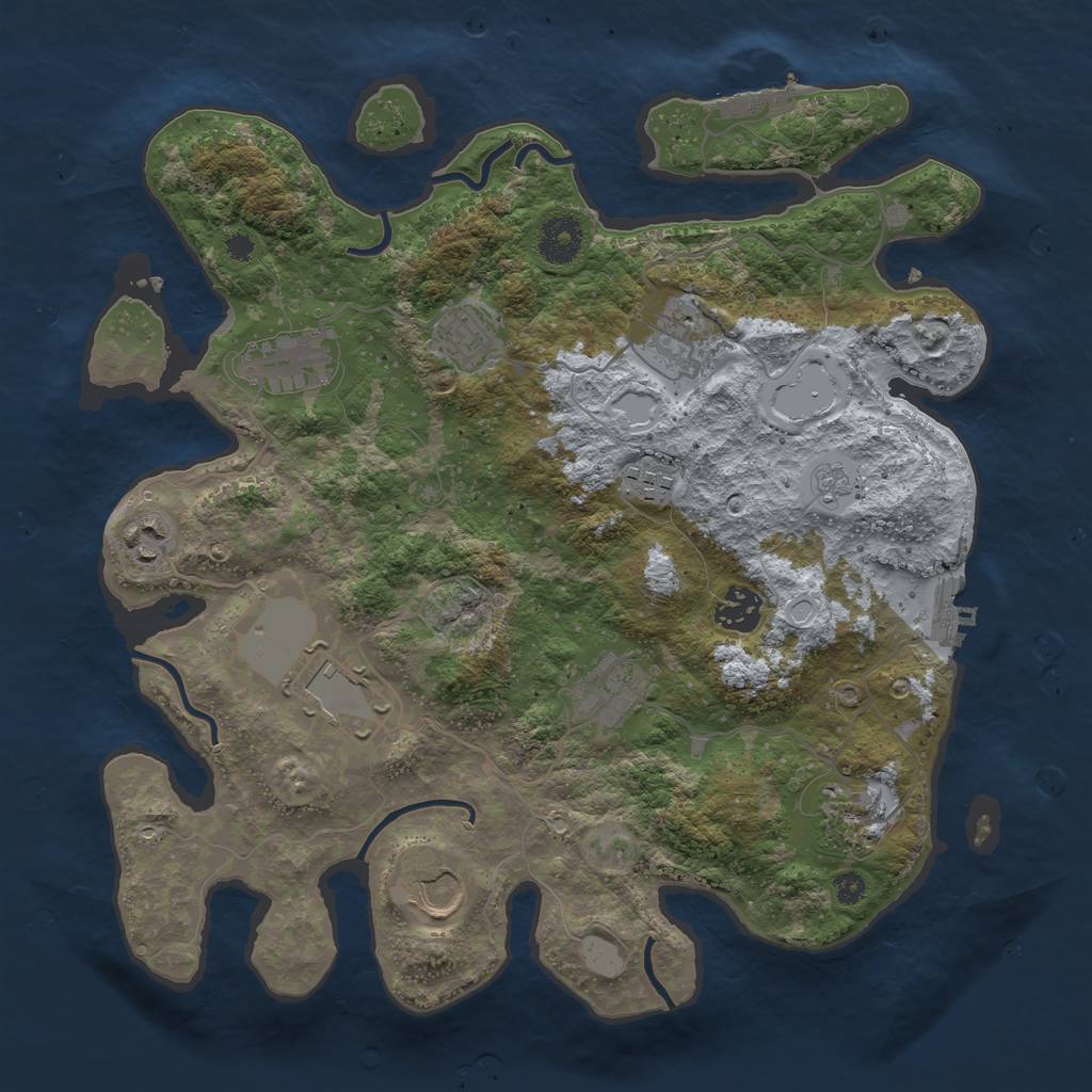 Rust Map: Procedural Map, Size: 3500, Seed: 642214149, 16 Monuments