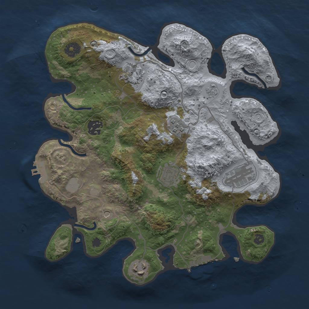 Rust Map: Procedural Map, Size: 3000, Seed: 516489949, 13 Monuments